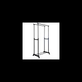 Mery style shop kft Dupla részes teleszkópos ruhatartó állvány cipőtartóval - szürke/fekete