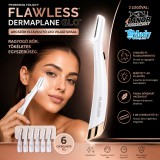 Mery style shop kft Flawless Dermaplane Gló arcszőr eltávolító LED világítással - fehér (6 cserélhető fejjel)