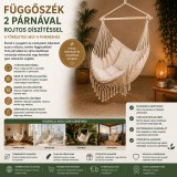 Mery style shop kft Függőszék 2 párnával rojtos díszítéssel - bézs