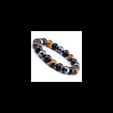 Mery style shop kft Hármas védelem karkötő tigrisszem, ónix és hematit ásványokból - fekete