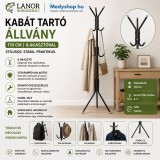 Mery style shop kft Kabát tartó állvány 170 cm 8 akasztóval - fekete