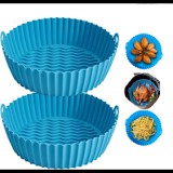 Mery style shop kft Légsütő szilikon bélés készlet 3db + ajándék 3db szilikon alátét - 22 cm - Fekete-Szürke-Kék