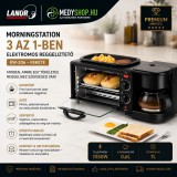 Mery style shop kft MorningStation 3 az 1-ben elektromos reggeliztető - kávé főző, sütő és serpenyő - fekete (KW-206)