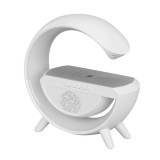 Mery style shop kft Multifunkciós okos LED lámpa RGB világítással 15W vezeték nélküli töltővel és Bluetooth hangszóróval - fehér