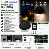 Mery style shop kft Napelemes kültéri LED lámpa falra szerelhető IP44 vízálló 200LM - fekete
