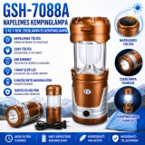 Mery style shop kft Napelemes LED kempinglámpa 1W+6LED zseblámpa funkcióval - bronz/ezüst (GSH-7088A)