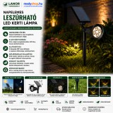 Mery style shop kft Napelemes leszúrható LED kerti lámpa - kerek - fekete