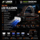 Mery style shop kft SQ-815 LED fejlámpa fehér és kék fényű izzókkal USB kábellel - fekete