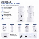Mery style shop kft Univerzális nemzetközi utazó adapter készlet konnektor átalakító USB kimenettel - fehér (4196)