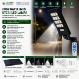 Merystyle 200W napelemes utcai LED lámpa távirányítóval, mozgásérzékelővel és tartókonzollal