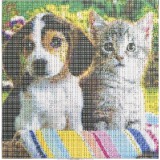 Merystyle 5D Gyémánt hímzés - 25x35 cm - Kutyus-Cica