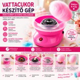 Merystyle Candy elektromos vattacukorgép fából készült pálcikákkal és adagoló kanállal 500W - rózsaszín
