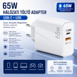 Merystyle Hálózati töltő 1xUSB-C PD 33W és 1xUSB-A QC 3.0 65W GaN - fehér