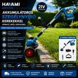 Merystyle Hayami akkumulátoros szegélynyíró kerekekkel digitális töltöttség jelzővel, 2 db 88V akkumulátorral - HA1030B