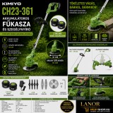 Merystyle Kimiyo akkumulátoros fűkasza és szegélynyíró 2 db 24V akkumulátorral 10 cm vágószélességgel - zöld (CH23-361)