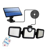 Merystyle Kültéri napelemes SMD 108 ledes fali lámpa PIR szenzorral távirányítóval - fekete (JD-2656A)