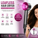 Merystyle Leafless hajszárító digitális lapát nélküli 1600W negatív ion technológiával 3 hőfokozat - szürke/pink (523109)