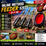 Merystyle Miracle Fish Inline Method Feeder Szett 3+1 db 30g 40g 50g kosarakkal és töltőformával - fekete/piros