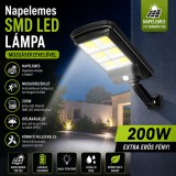 Merystyle Napelemes SMD LED lámpa mozgásérzékelővel 200W IP65 kültéri fali lámpa tartókonzollal - fekete