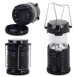 Merystyle Összecsukható LED kemping és turistalámpa 360° világítással - fekete (15545)