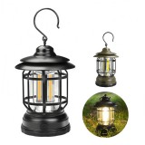 Merystyle Retro kemping lámpa újratölthető akkumulátorral - Fekete(FA-L-27)