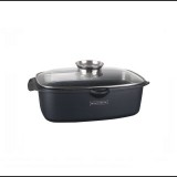 Merystyle Royalty Line tapadásmentes, márvány bevonatú edény üvegfedővel 32 cm - fekete (ACR32ML)