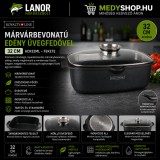 Merystyle Royalty Line tapadásmentes, márvány bevonatú edény üvegfedővel 32 cm - fekete (ACR32ML)