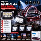 Merystyle SQ-870 taktikai LED fejlámpa újratölthető akkumulátorral érintésmentes vezérléssel - többszínű (08336)