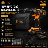 Merystyle THO 48V Ütve fúró csavarbehajtó 28 részes kiegészítő készlettel és 2 db akkumulátorral - fekete/narancs (M-9025)