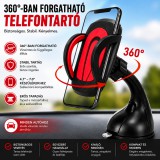 Merystyle Univerzális 360°-ban forgatható autós telefontartó - piros/fekete (T856)