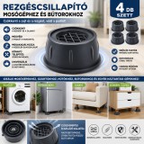 Merystyle Univerzális rezgéscsillapító talp mosógéphez és bútorokhoz - fekete - 4 db