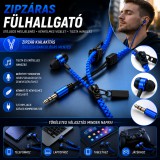 Merystyle Zipzár dizájn vezetékes fülhallgató 3,5 mm Jack csatlakozóval 130 cm - kék