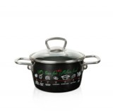 Metalac Imperial Lux zománcozott mély lábas üvegfedővel, 16 cm, 1,9 L (386352)
