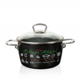 Metalac Imperial Lux zománcozott mély lábas üvegfedővel, 20 cm, 3,5 L (386353)