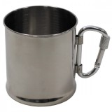 MFH Cup, Stainless Steel, carabiner, single-walled, ca. 220 ml - fém bögre