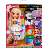 MGA Entertainment Rainbow High Vízfestékkell díszíthető DIY Divatbaba Barna szemekkel (507598-EUC)
