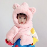 MH Protect Gyermek plüss sapka sállal és 3in1 - világos rózsaszínű