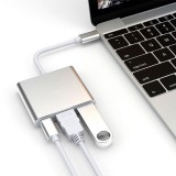 MH Protect HUB 3 az 1ben adapter USB-C to HDMI 4K, USB 3.1, USB-C ezüst