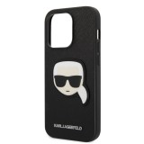 MH Protect Karl Lagerfeld PU Saffiano Karl Head Apple iPhone 14 Pro (6.1) hátlapvédő tok fekete (KLHCP14LSAPKHK)