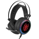 MH Protect Marvel fejhallgató - Pókember 001 USB-s gamer fejhallgató RGB színes LED világítással, állítható mikrofonnal (MHPGSPIDERM001)