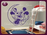 Mickey és Minnie holdon falmatrica 085 Ajándék csillagokkal bab-085