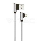 Micro USB szövet kábel 1m szürke 2,4A Diamond széria - 8636 V-TAC