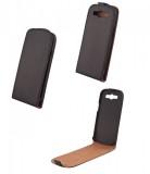 Microsoft Lumia 430, Forcell lenyitható bőrtok, Slim Flip, felfelé nyíló - kinyitható, fekete