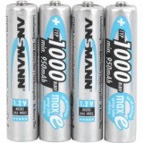 Mikroceruza akku AAA NiMH, 1,2V 1000 mAh, 4 db, Ansmann HR3, HR03, UO100557, DC2400, DC2400B4N, LR03