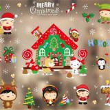 Mikulás háza mintás/35x50cm páraálló karácsonyi ablakdísz (IRIS_173-17)