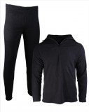 Mil-Tec Miltec BLACK THERMOFLEECE UNDERWEAR WITH ZIPPER - aláöltöző szett, fekete