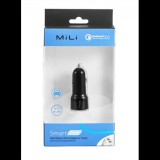 MiLi Smart Pro QC 3.0 Dual USB szivargyújtós gyorstöltő 30 W (fekete)