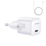 Mini USB C töltő 20W PD USB C kábellel - Lightning Joyroom JR-TCF02 | Fehér