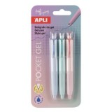 Mini zseléstoll, 0,5 mm, nyomógombos, APLI Pocket Gel, vegyes pasztell színek (LCA20499)