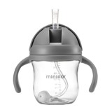 Mininor szívószálas itatópohár 220 ml - szürke